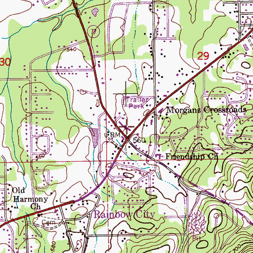 Topographic Map of Tabernacle Baptist Church, AL