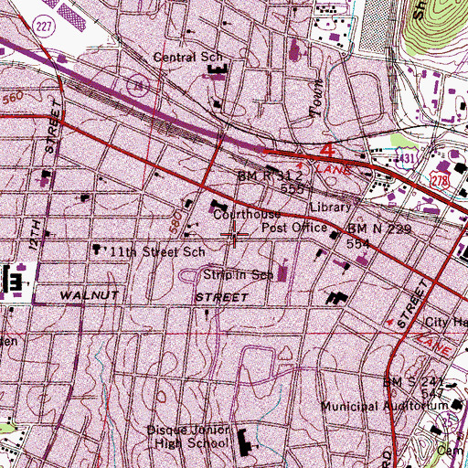 Topographic Map of Temple Beth Israel, AL