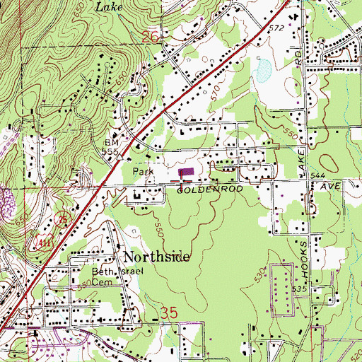 Topographic Map of Thompson Elementary School, AL