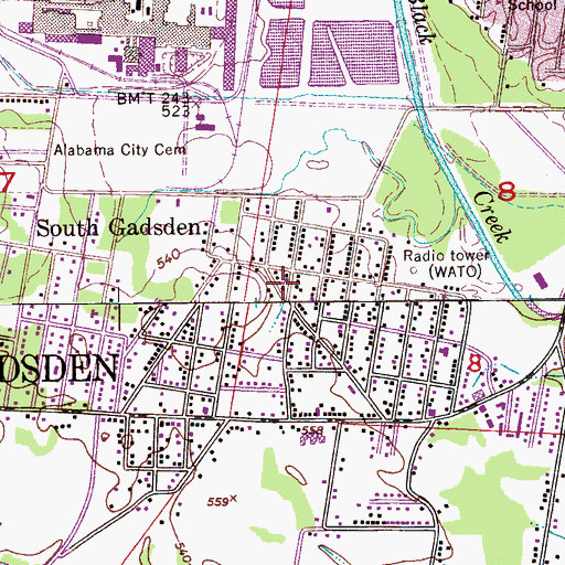 Topographic Map of Triune Missionary Baptist Church, AL