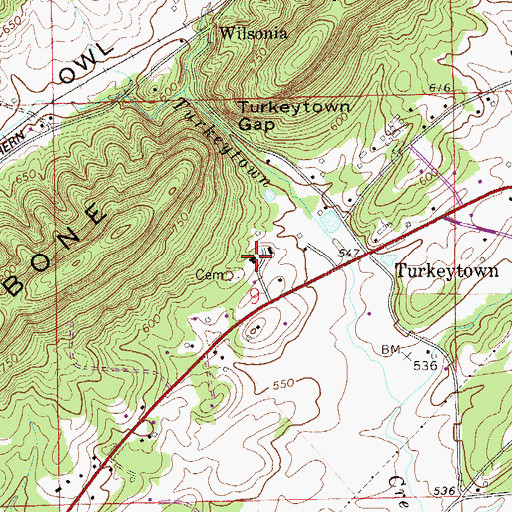 Topographic Map of Turkeytown Methodist Church, AL