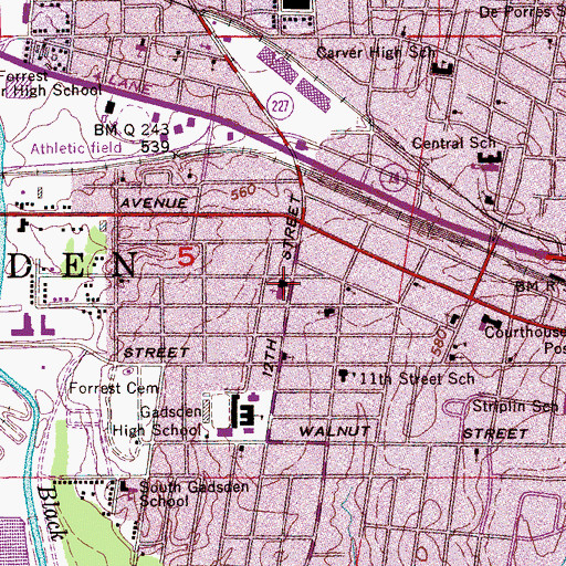 Topographic Map of Twelfth Street Baptist Church, AL