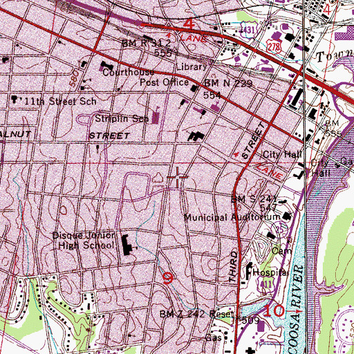 Topographic Map of Union Baptist Church (historical), AL