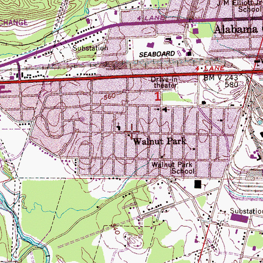 Topographic Map of Walnut Park Advent Christian Church, AL
