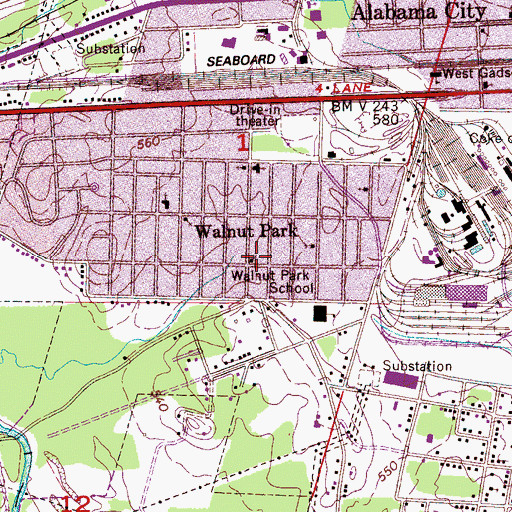 Topographic Map of Walnut Park Methodist Church, AL