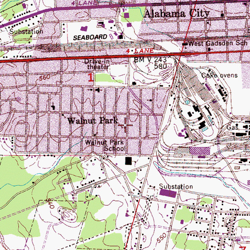 Topographic Map of Walnut Park Presbyterian Church, AL