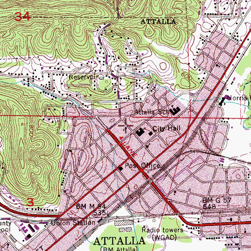 Topographic Map of Wares Temple Holiness Church, AL