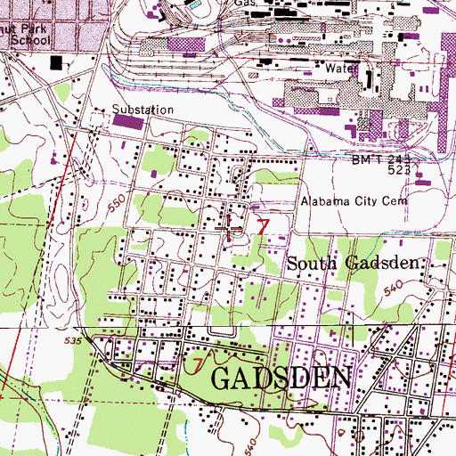 Topographic Map of Wayfaring Church of God, AL