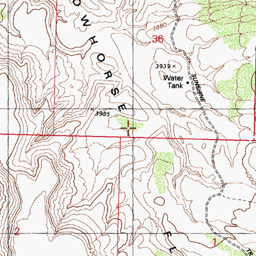Topographic Map of Yellowhorse Flat, AZ