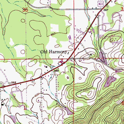 Topographic Map of White Springs Baptist Church, AL