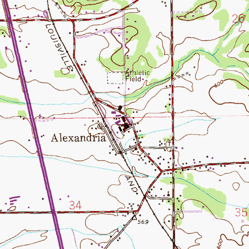 Topographic Map of Alexandria High School, AL