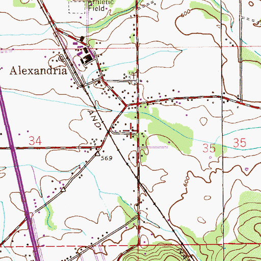 Topographic Map of Alexandria United Methodist Church, AL
