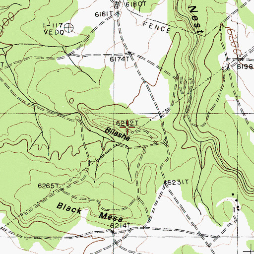 Topographic Map of Bilasha, AZ