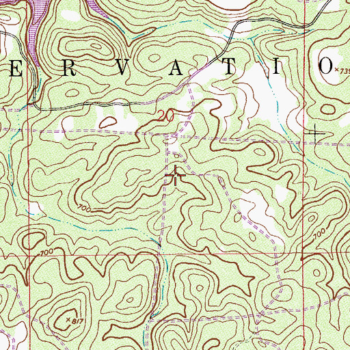 Topographic Map of Bera (historical), AL