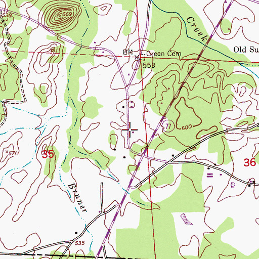 Topographic Map of Bruner (historical), AL