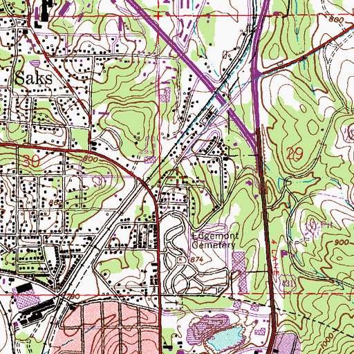 Topographic Map of Choccolocco Primitive Baptist Church, AL