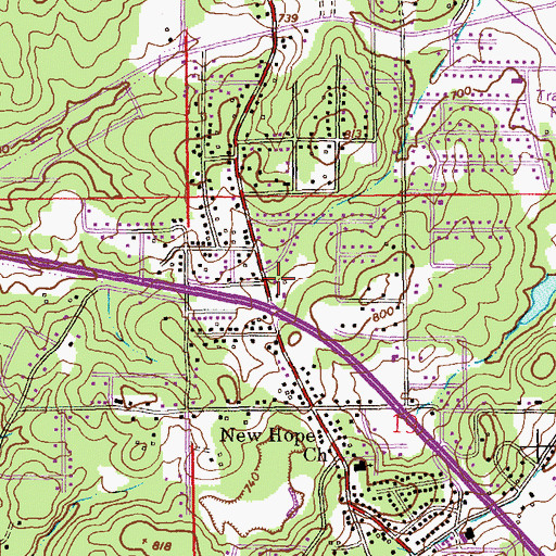 Topographic Map of Church of Christ, AL