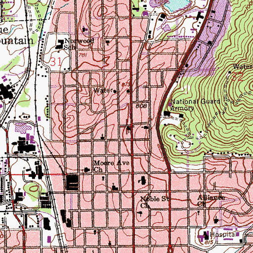 Topographic Map of Church of Christ, AL