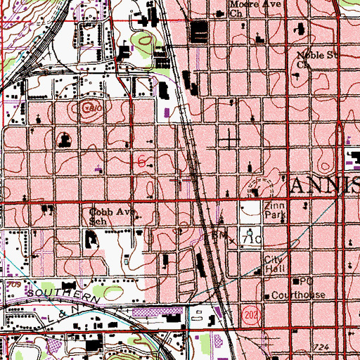 Topographic Map of Church of Christ, AL
