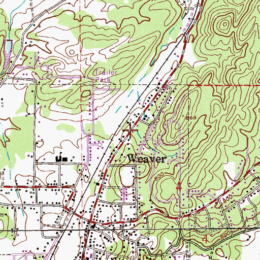 Topographic Map of Jacksonville Congregational Holiness Church, AL
