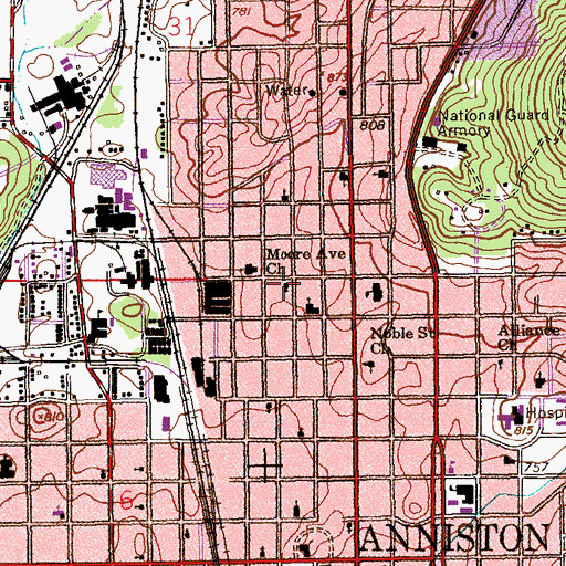 Topographic Map of Emmanuel Holiness Church, AL