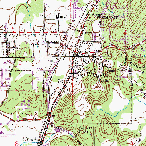 Topographic Map of First Baptist Church, AL