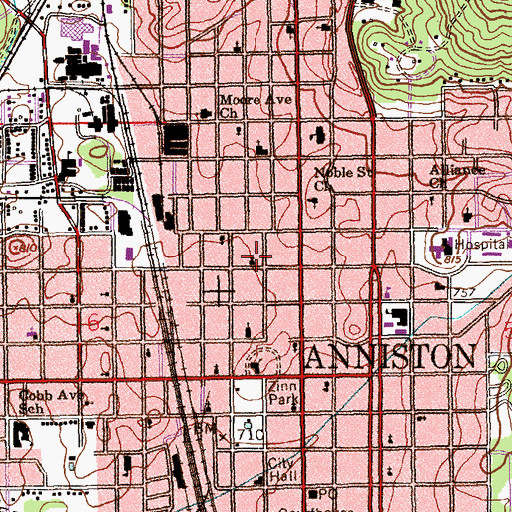 Topographic Map of First Christian Church, AL