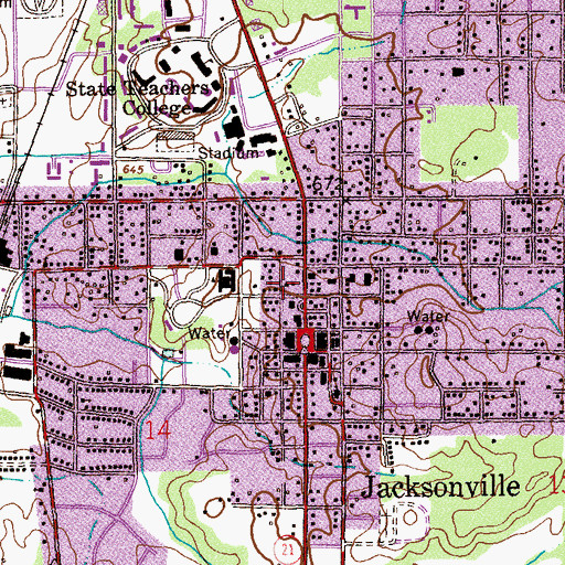 Topographic Map of First United Methodist Church, AL
