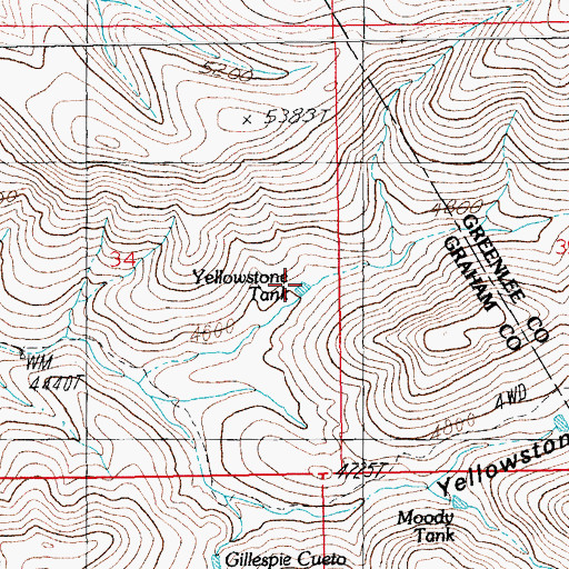 Topographic Map of Yellowstone Tank, AZ