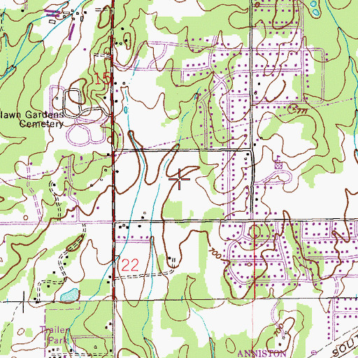Topographic Map of Golden Springs Community Center, AL