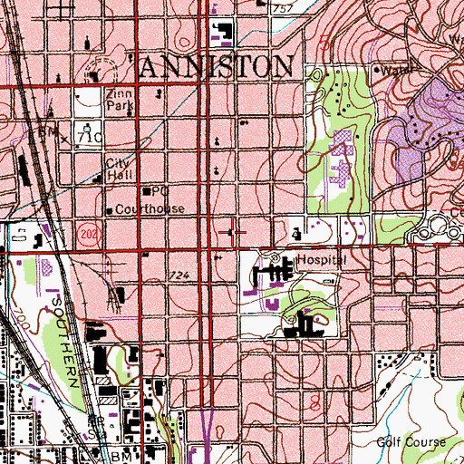 Topographic Map of Grace Episcopal Church, AL