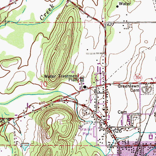 Topographic Map of Jacksonville Sewage Treatment Plant, AL