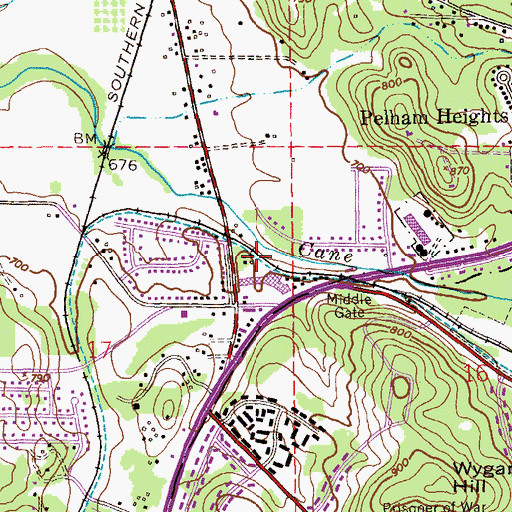 Topographic Map of Lenlock Shopping Center, AL