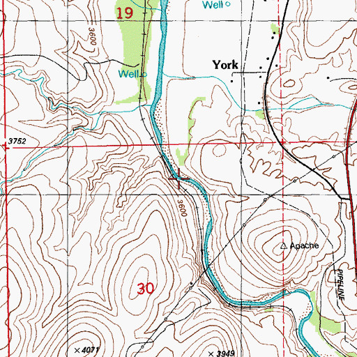 Topographic Map of York Valley, AZ