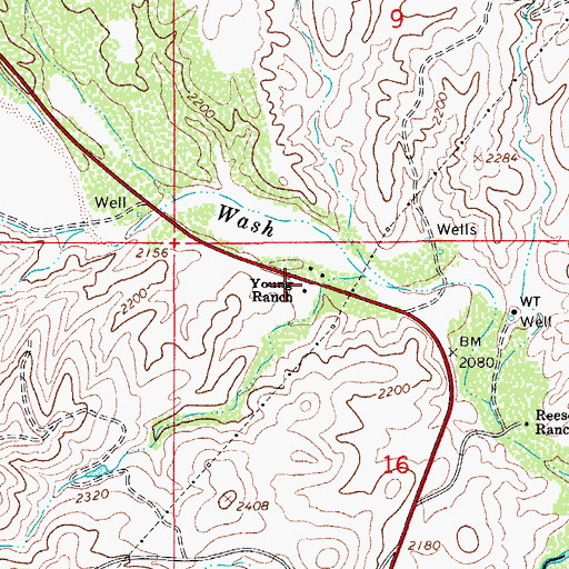 Topographic Map of Young Ranch, AZ