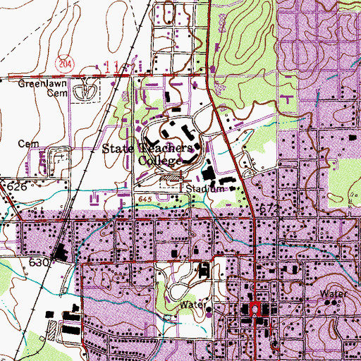 Topographic Map of Memorial Stadium, AL
