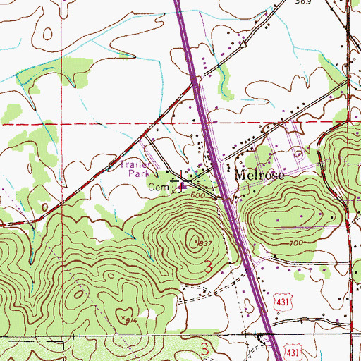 Topographic Map of Mount Zion Cemetery, AL