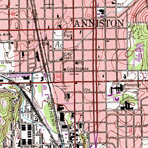 Topographic Map of Noble Institute (historical), AL