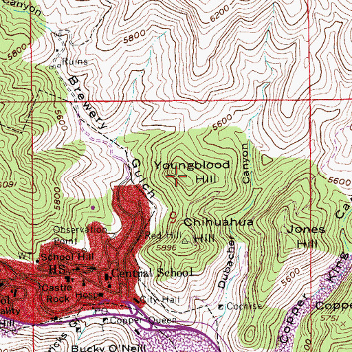 Topographic Map of Youngblood Hill, AZ