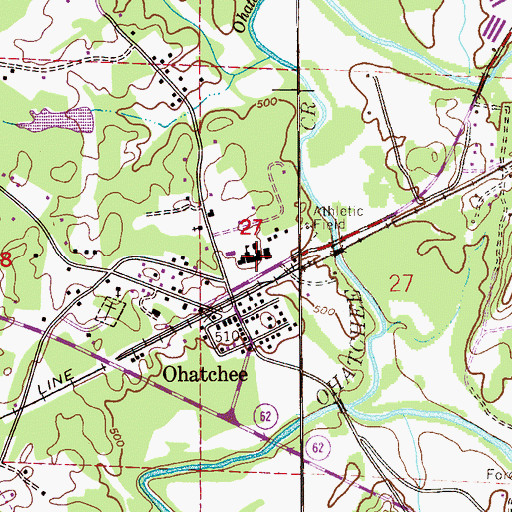 Topographic Map of Ohatchee High School, AL