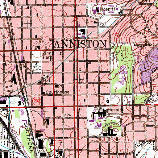 Topographic Map of Parker Memorial Baptist Church, AL