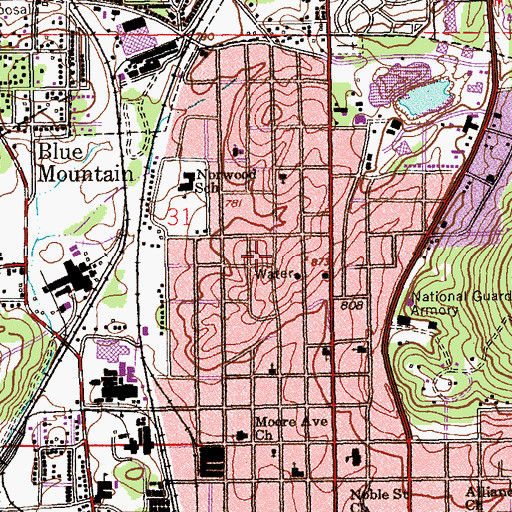 Topographic Map of Rock of Ages Baptist Church, AL