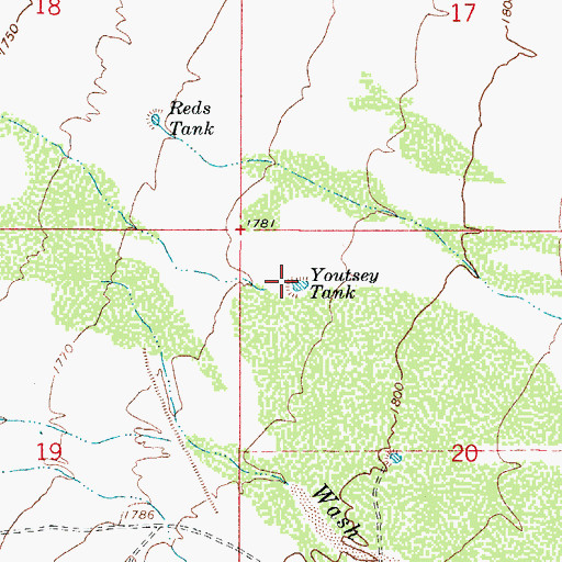 Topographic Map of Youtsey Tank, AZ