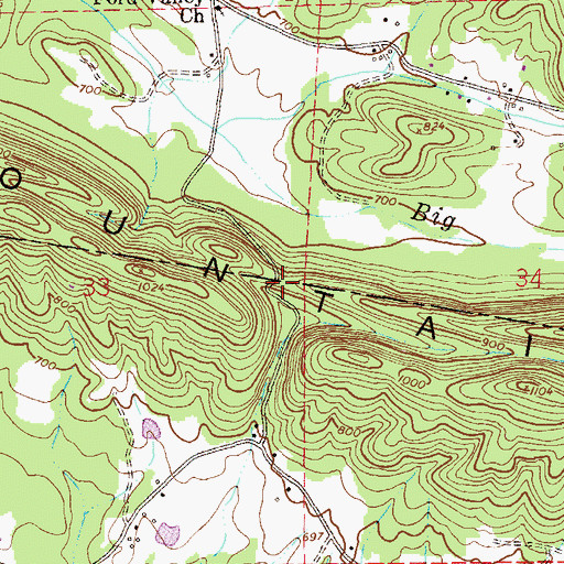 Topographic Map of Rock Spring Gap, AL