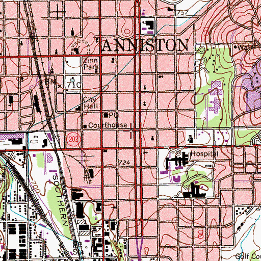 Topographic Map of Sacred Heart Catholic Church, AL