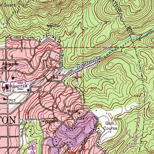Topographic Map of Sacred Heart Parish Educational Center, AL