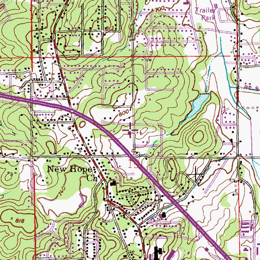 Topographic Map of Saks Church of God of Prophecy, AL