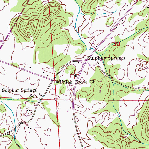 Topographic Map of Sulfur Springs Church, AL