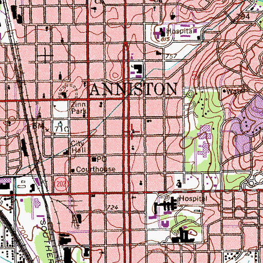Topographic Map of Temple Bethel, AL