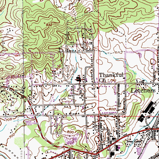 Topographic Map of Thankful Junior High School, AL